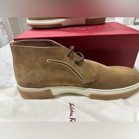 Authentic Salvatore Ferragamo Alder Suede Ankle Lace-Up Boots Size 9.5 - Picture 9 of 12